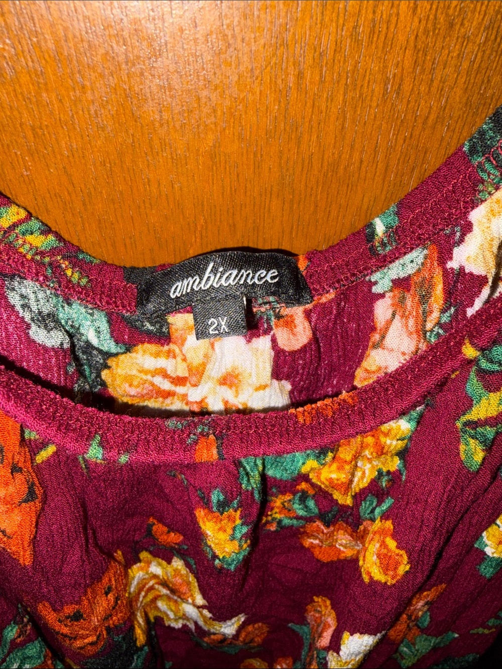 Floral Scoop Neck Burgundy Women's Romper - Picture 2 of 3